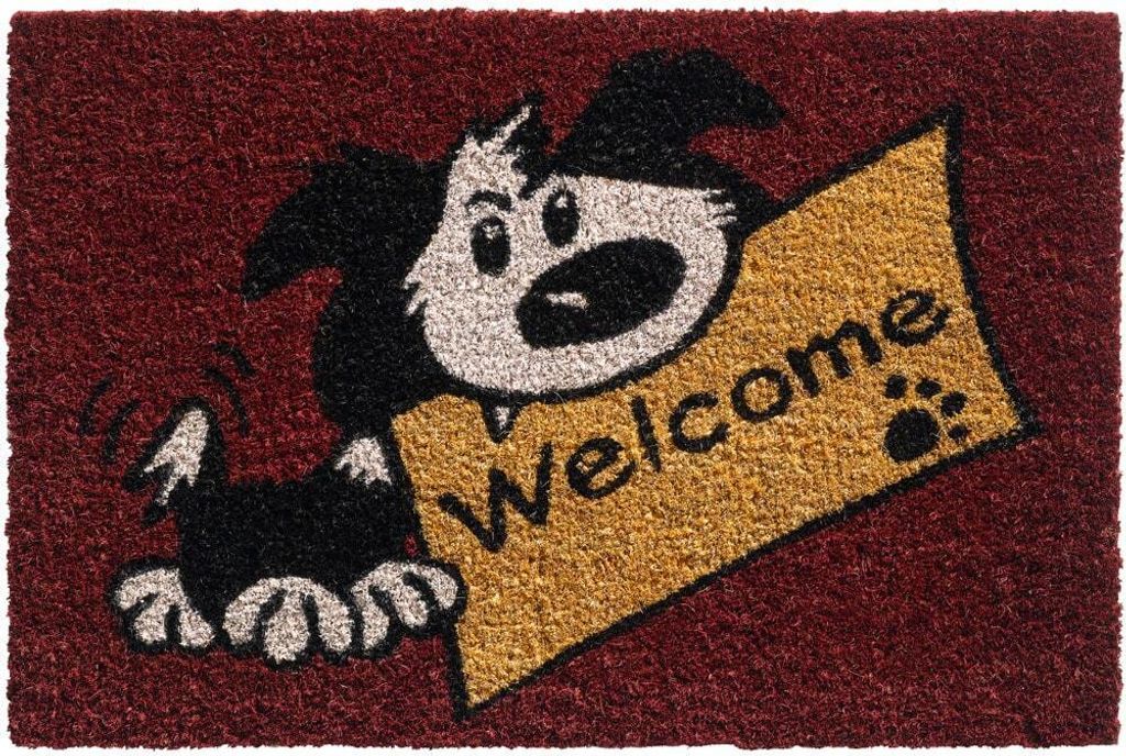 Kokosmatte Welcome Spruch Hund als aussen Sauberlaufmatte