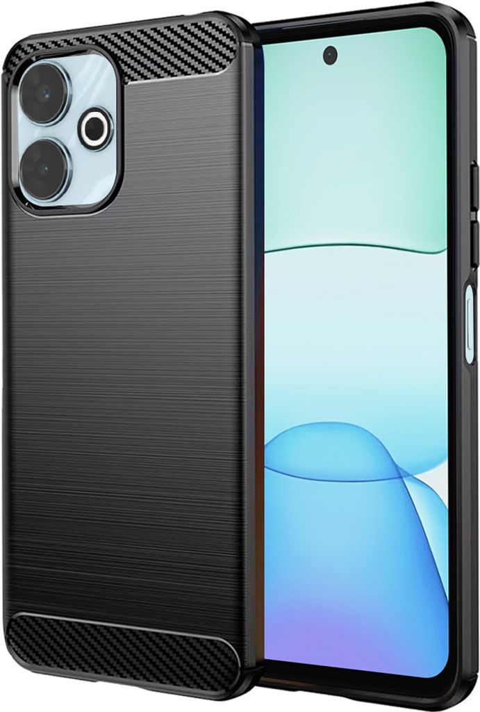 Techsuit Carbon Silicone Back Cover Hülle für Xiaomi Redmi 13 / Xiaomi Poco M6 4G - Schwarz