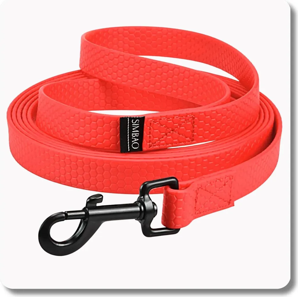 Guinzaglio Impermeabile Rosso 5m con Moschettone Twistlock per Cani Grandi - 1