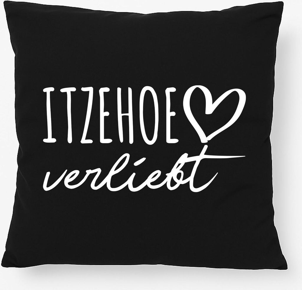 Huuraa Kissen Itzehoe verliebt 40x40cm mit Füllung Black Baumwolle Dekokissen Geschenkidee