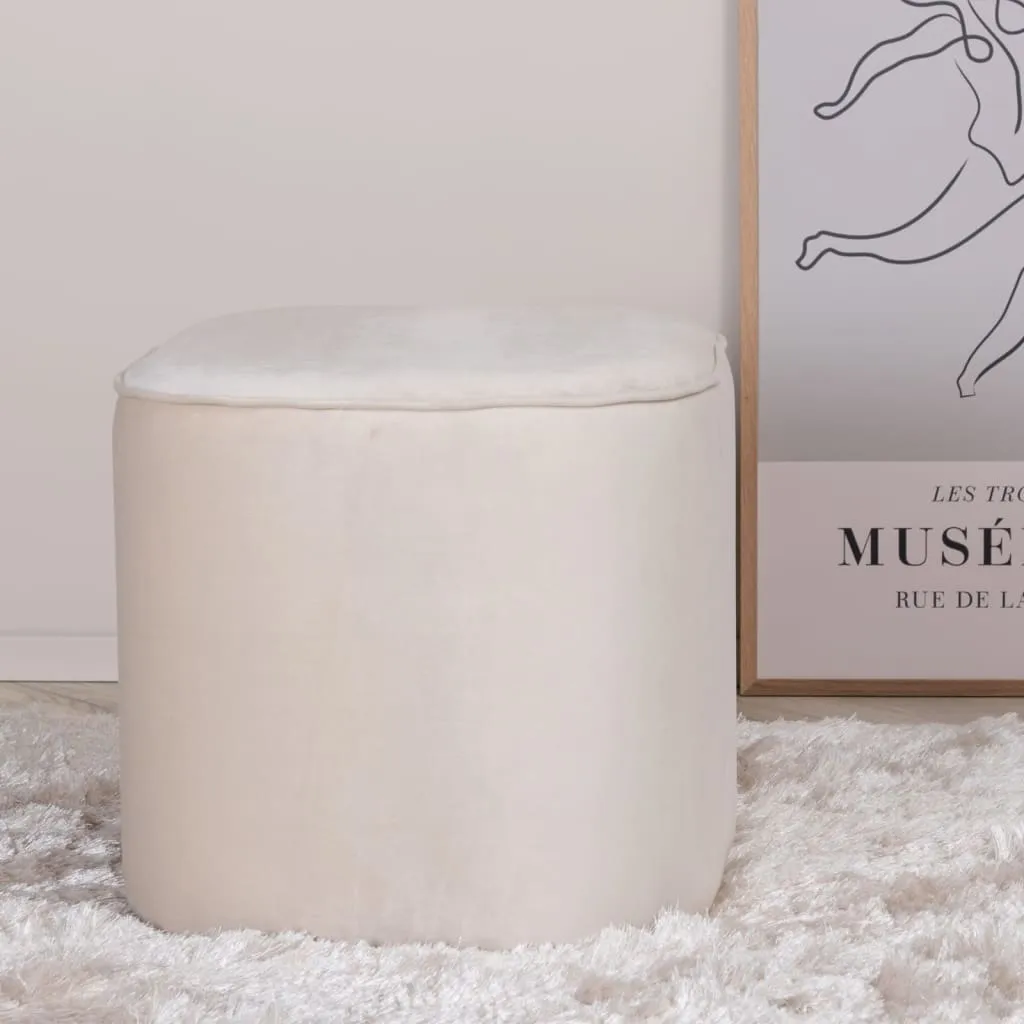 Pouf rond Ø44cm repose-pieds velours blanc assise d'appoint moderne - 8