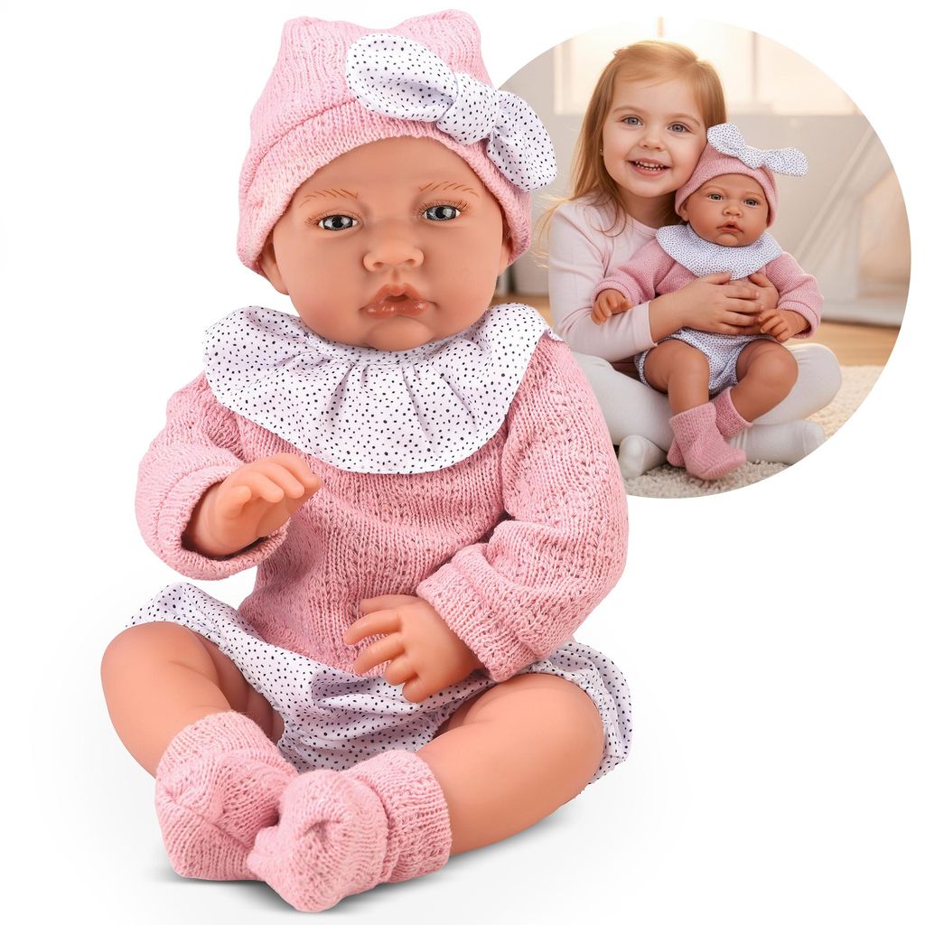 Kinderplay Babypuppe Lili 41 cm – interaktive Weichkörper-Puppe mit Sound, realistischem Design und Zubehör