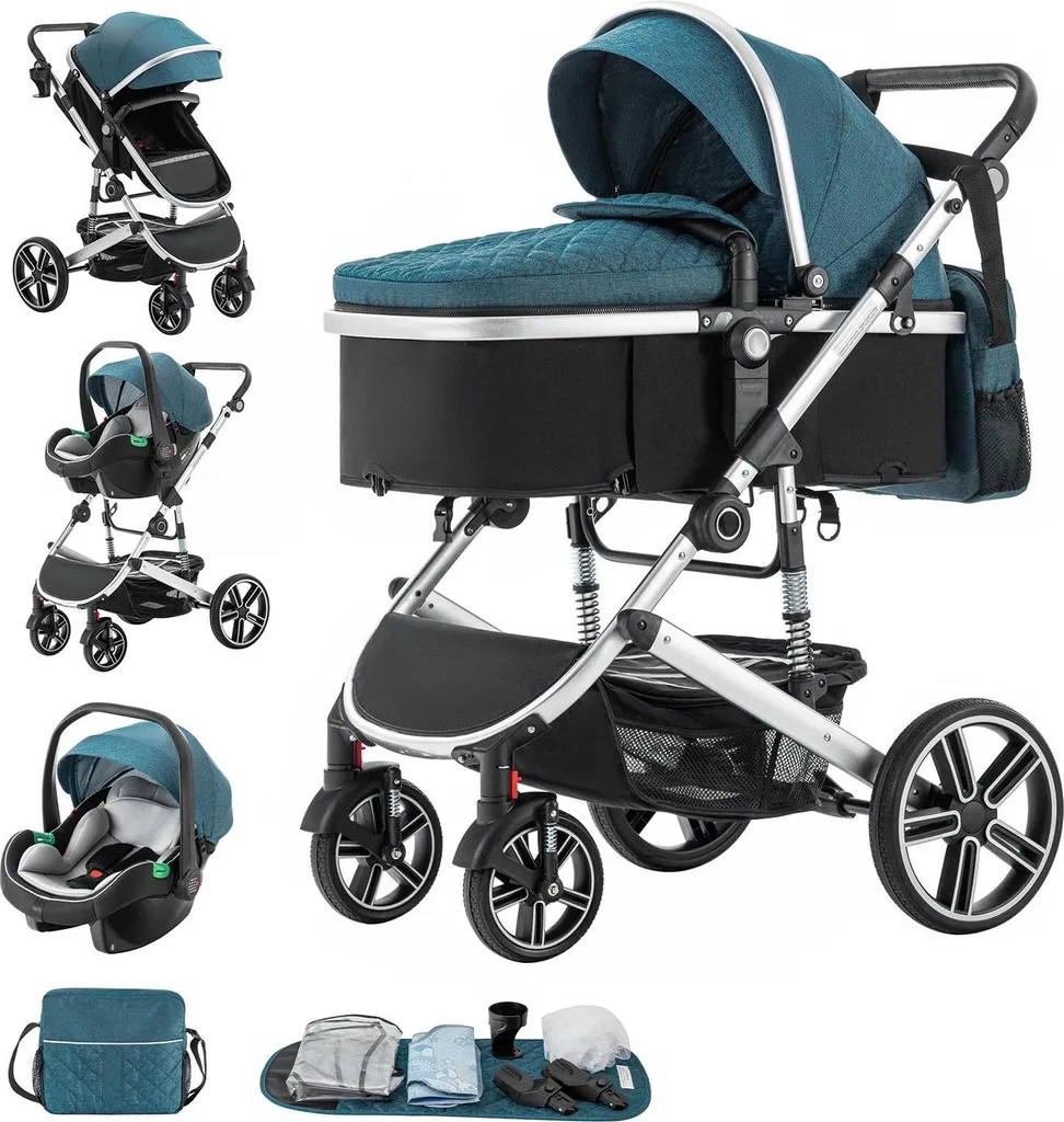 Poussette SK21-VERT pliable avec poignée réglable pour bébé confort