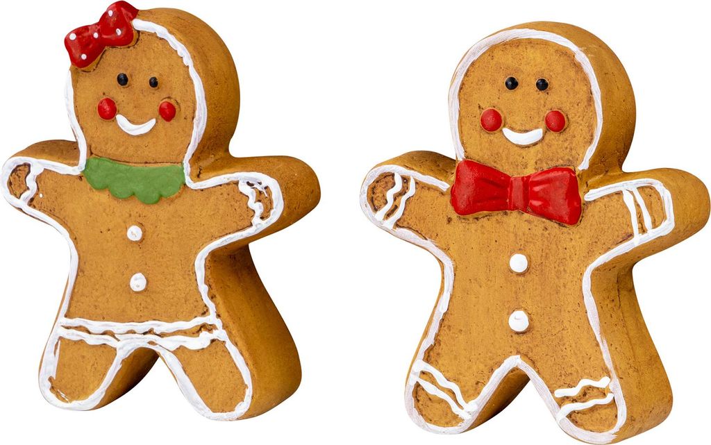 2er Set Lebkuchen Deko Keramik Figur Braun Weihnachtsdeko Tischdeko Weihnachten