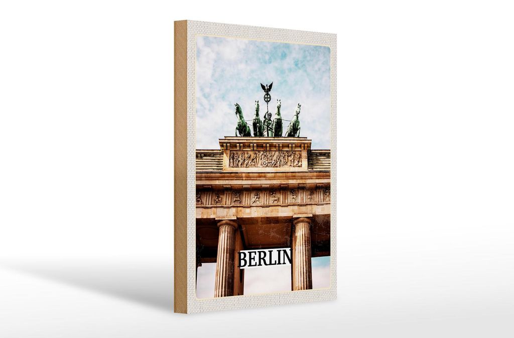 Holzschild Reise 20x30cm Berlin Deutschland Brandenburger Tor
