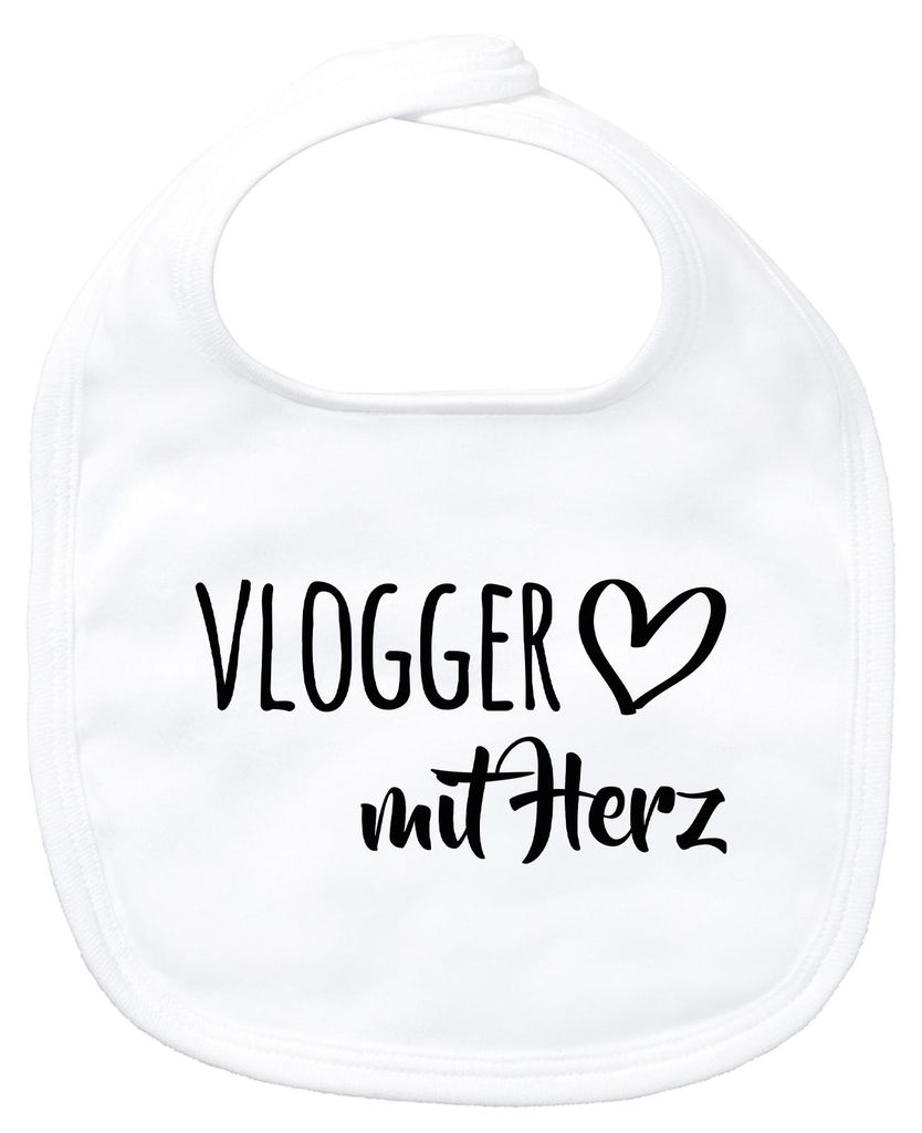 Huuraa Baby Lätzchen Vlogger mit Herz White Klettverschluss Baumwolle Latz Geschenkidee