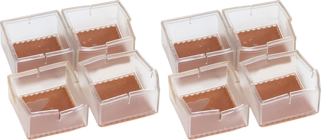 8-teiliges Set Silikon-Stuhlkappen und Tischfußgleiter, rutschfest, transparent, quadratisch, zum Schutz der Stuhlbeine