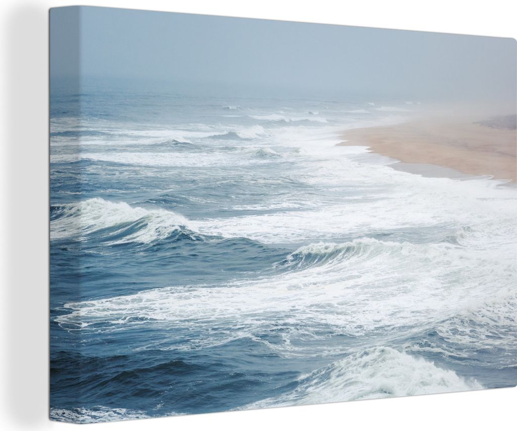 OneMillionCanvasses - Leinwandbilder - 140x90 cm, Wasser - Meer - Wellen - Strand, Wandbilder Kunstdruck Wanddekoration