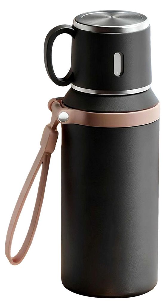Edelstahl-Wasserflasche mit Tee-Einsatz, doppelwandiger Vakuum-Trinkbehälter, auslaufsicher, tragbarer 600-ml-Isolierbecher für heiße und kalte ...