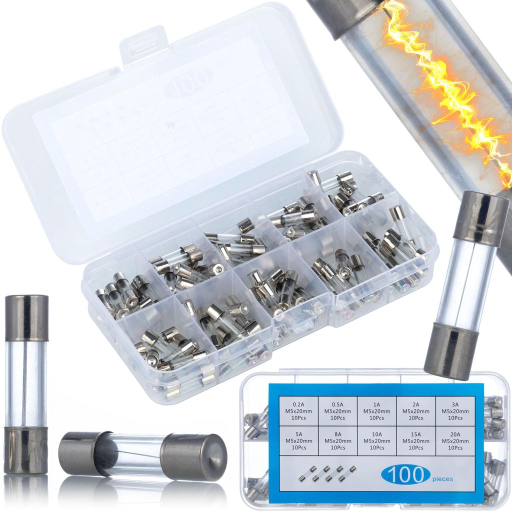 Rosfix Set Glasrohrsicherungen 5x20 mm | 0,2|20A | 100 Stück Schnellblow
