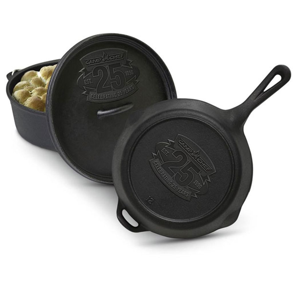 Camp Chef Classic Dutch Oven SDO-12 + Cast Iron Pfanne 30 cm + Deckel