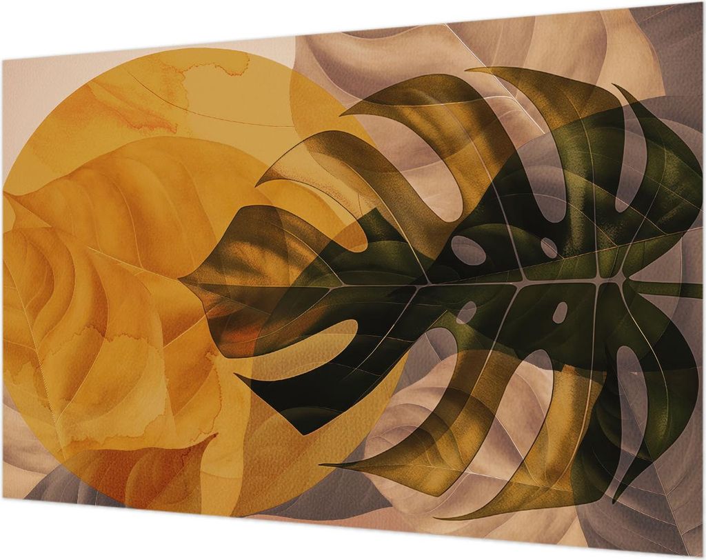 Wandtapete - Dekorative Tapete für Wohnzimmer- Tapetenfolie für Wanddekoration - 104x70 cm - Abstrakte Blätter