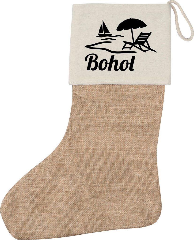 Huuraa Weihnachtsstrumpf Bohol Inselmotiv Philippinen Beige Jute Kaminstrumpf Geschenkidee
