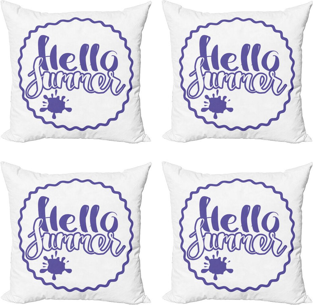 ABAKUHAUS Hallo Sommer Kissenbezug Set (4 Stück), Hallo Summer Season Kreis, Moderner Doppelseitiger Digitaldruck, 40 cm x 40 cm, Blau Violett und...