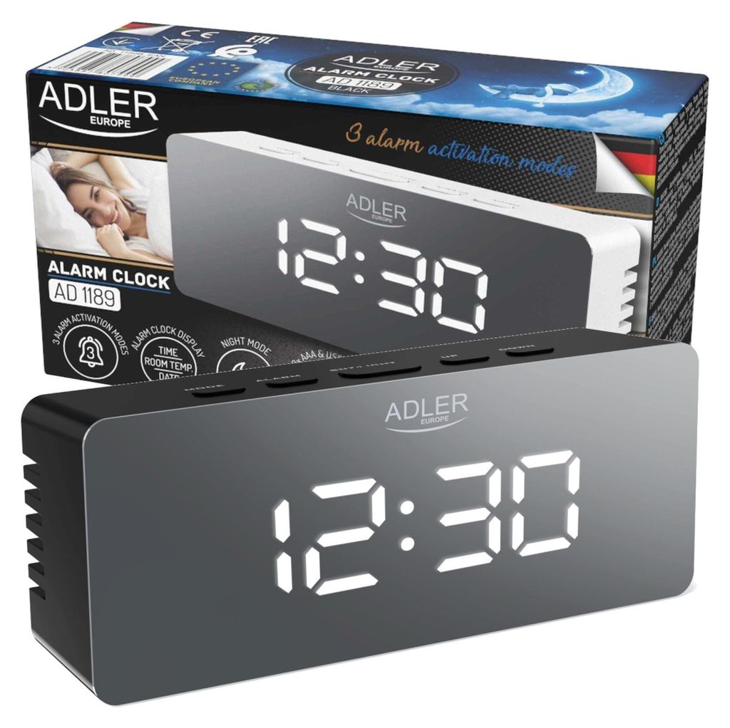 Adler | Alarm Clock | AD 1189B | Alarm function | Black Zdjęcie produktu 