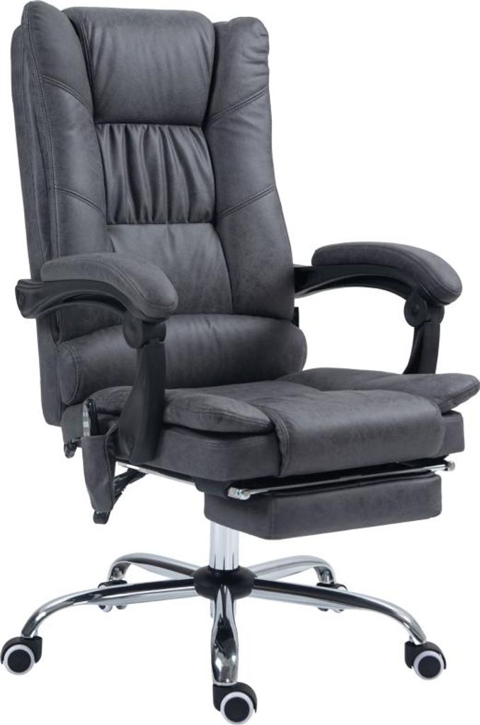 Bürostuhl mit Wärmefunktion, 135° neigbar, höhenverstellbar, bis 120 kg, ergonomisch, Dark Grey