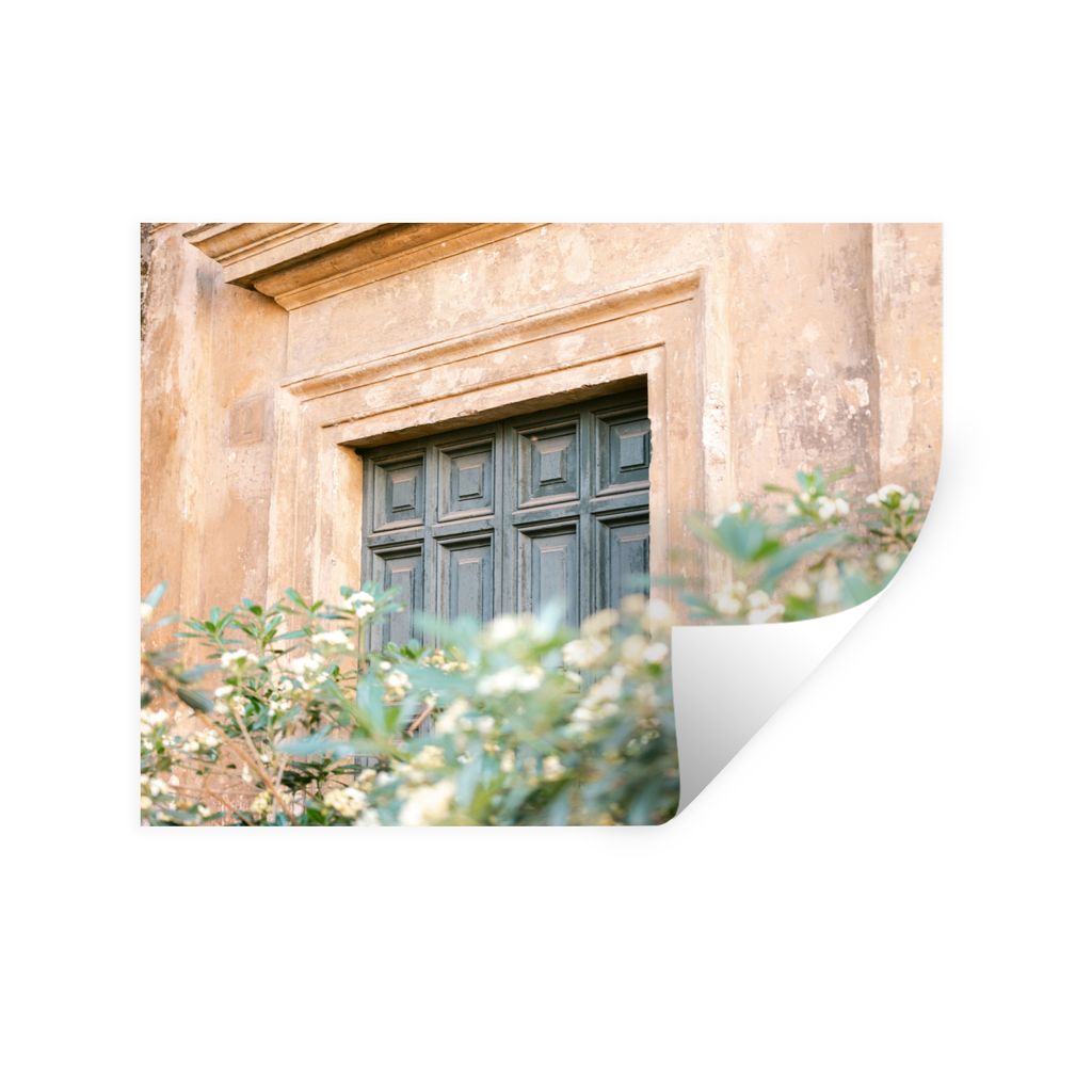 MuchoWow Wandtattoo Wandsticker Wandaufkleber Architektur - Tür - Blumen - Grün - Vintage 160x120 cm Selbstklebend und Repositionierbar - Selbs...