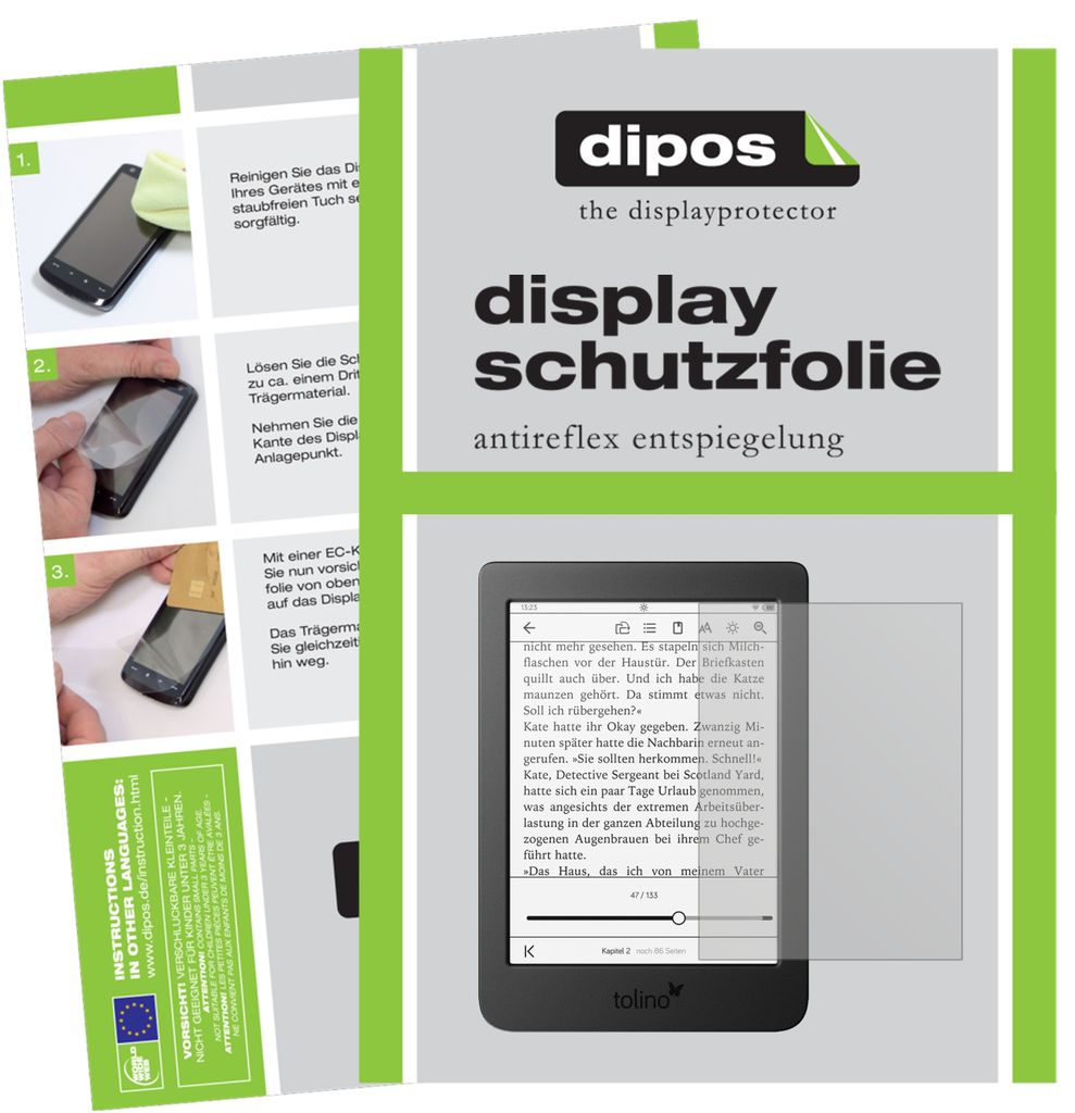 2x Schutzfolie für Tolino Page 2 matt Displayschutzfolie Folie Display Schutz dipos