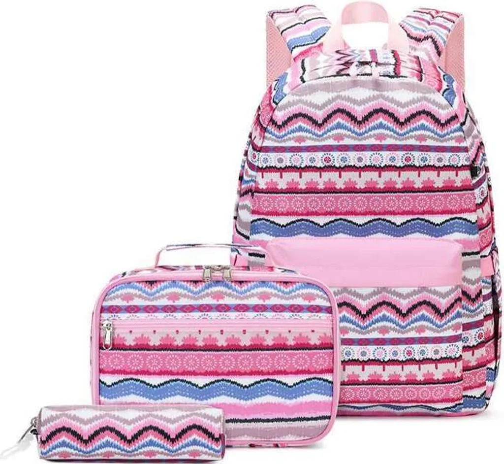 Zaino Scuola Elementare Bambina Rosa: Set 3 Pezzi con Borsa Pranzo