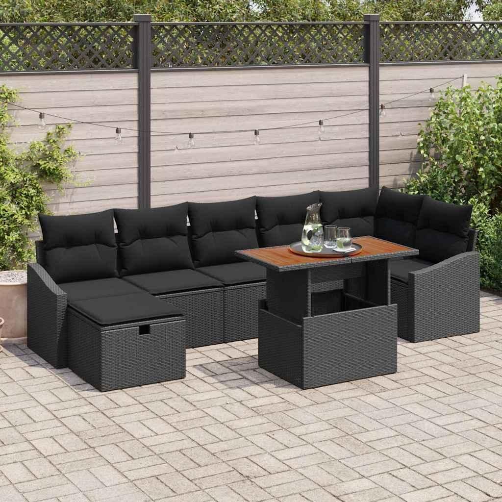 Maison Exclusive - Garten-Sofa-Set 8 pcs Schwarz Poly-Rattan