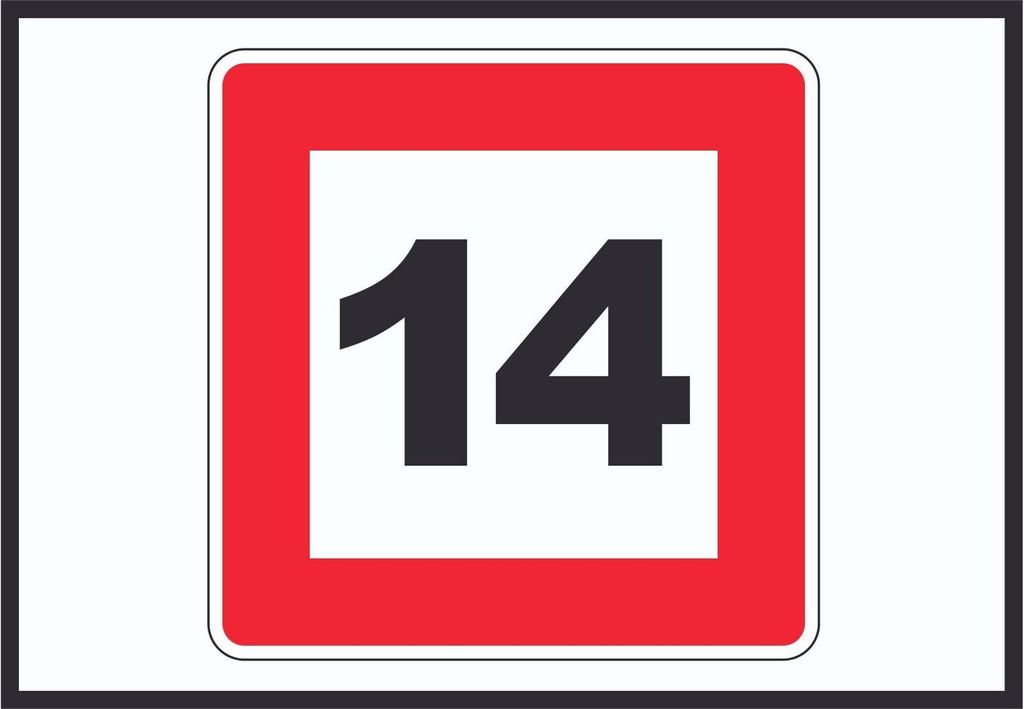 Höchstgeschwindigkeit 14 km/h nicht zu überschreiten Schild mit Symbol A1 (594x841mm)