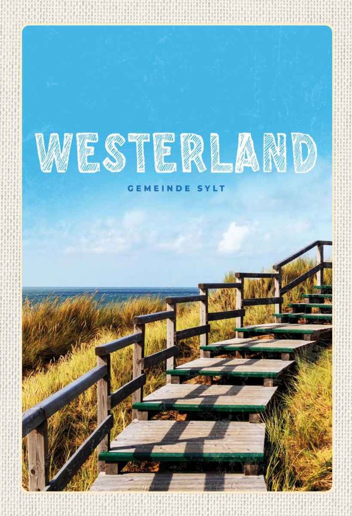 vianmo Holzschild 30x20 cm Westerland Gehweg am Strand Meer Trip Bildmotiv Reisemotiv Abenteuer Reisen