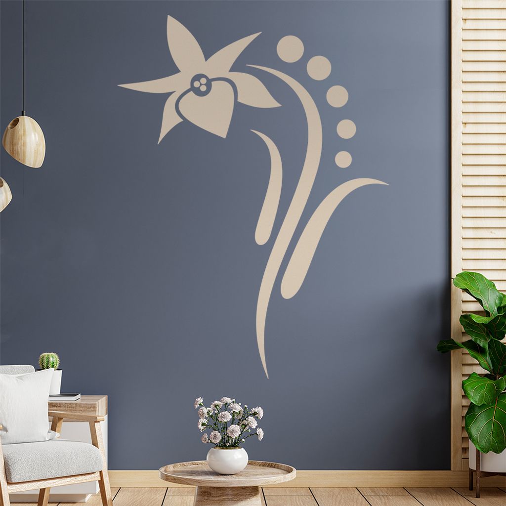 Blume - Linien Punkte Wandtattoo in 6 Größen - Wandaufkleber Wall Sticker - Dekoration, Küche, Wohnzimmer, Schlafzimmer, Badezimmer