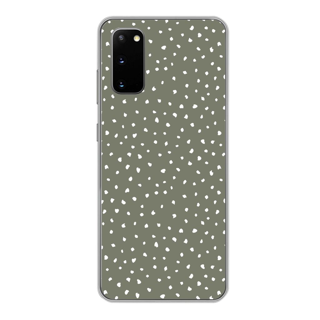 MuchoWow Handyhülle Schutzhülle Hülle für Samsung Galaxy S20 Polka dots - Grün - Weiß Silikon Softcase Handy Hülle - Bild