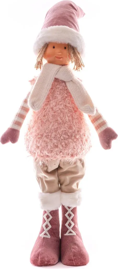 Decorazione Natale MagicHome Ragazzo Rosa 75cm | Addobbo Natalizio Artigianale