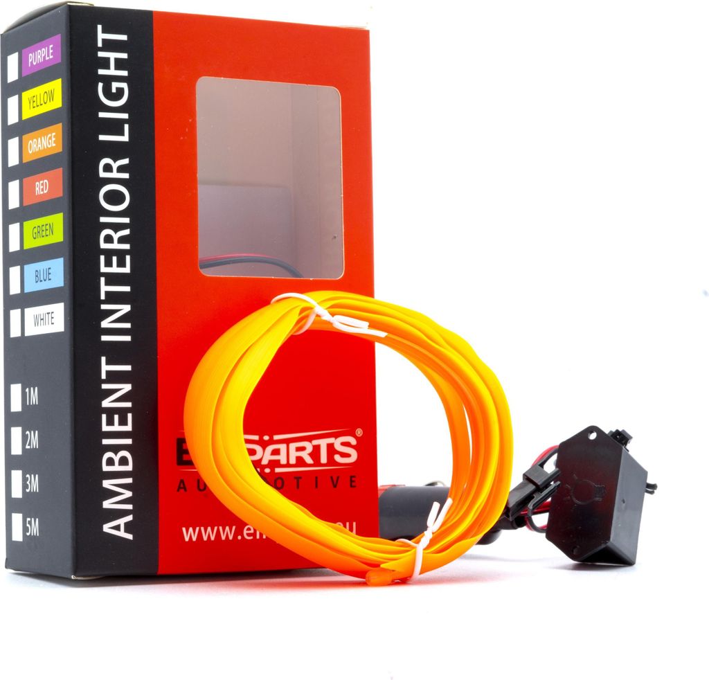 LED Auto Lichtleiter Umgebungslicht 12V Orange 2 Meter