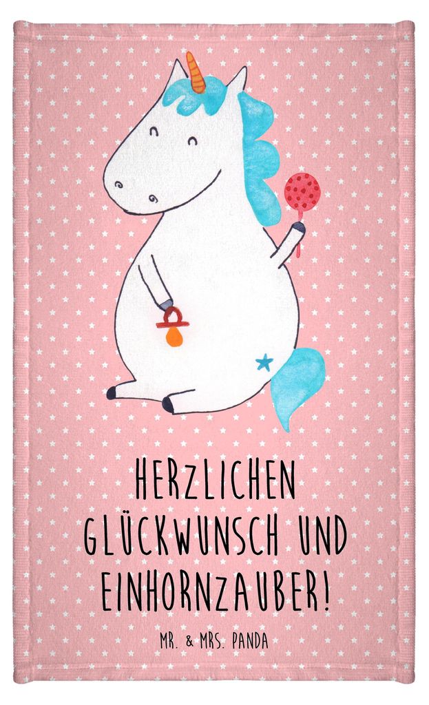 Mr. & Mrs. Panda Handtuch Einhorn Baby - Rot Pastell - Geschenk, Mutter, Unicorn, Geburtstag, badezimmer, Klein, Eltern, Frotteetuch, für hände, ...