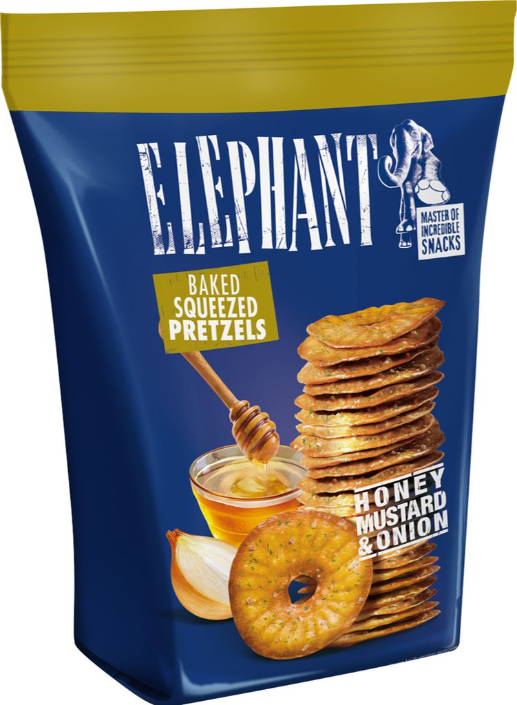 Alka Elephant Baked Squeezed Pretzels Honey Mustard Onion Zdjęcie produktu 