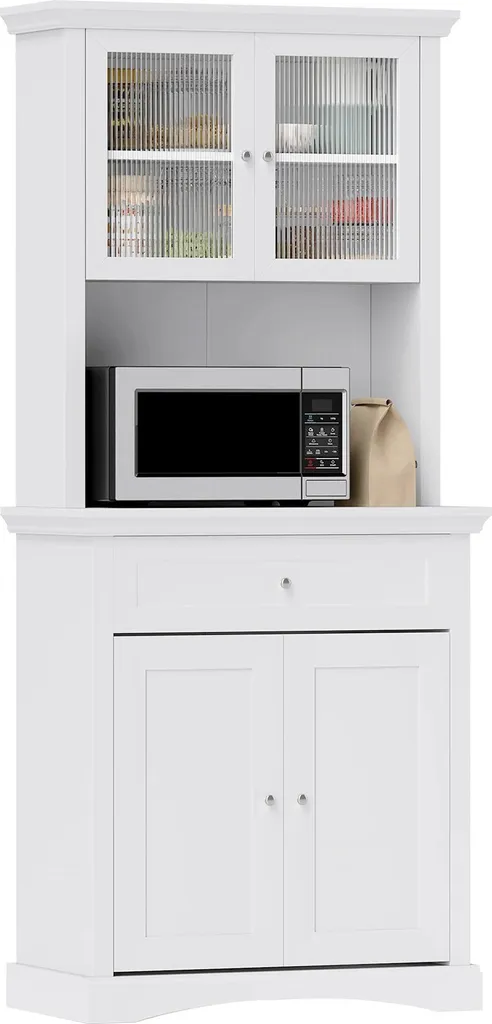 Armoire de cuisine haute blanche avec tiroir et 4 portes 79x40x180 cm