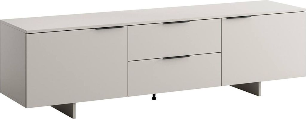 Dmora TV-Möbel Cislagg 180x41,5x55h cm Beige, ein Regal, 2 Schubladen