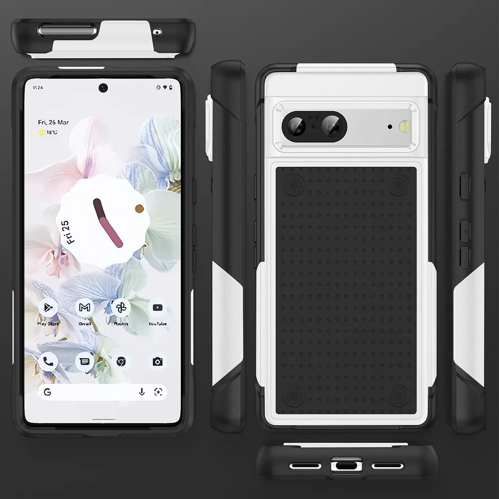 KOVASIA Cover per Google Pixel 7A con 2 Pellicola Vetro Temperat, Supporto Girevole a 360° Anello in Metallo, Antigraffio, Antiurto, 3 in 1 Custodia Pixel 7A 5G 6,1 Pollici
