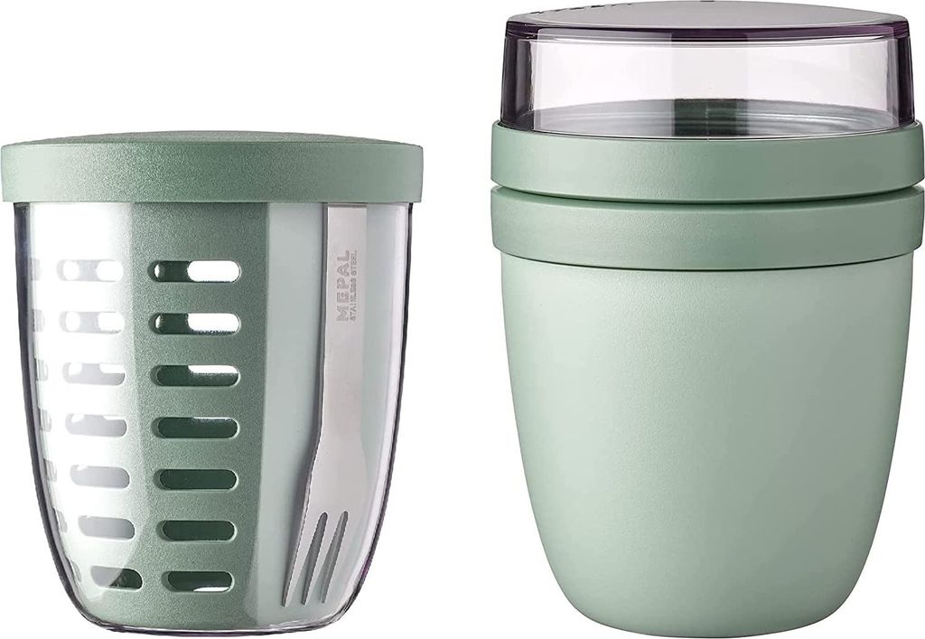 Mepal | Lunchpot Ellipse | Nordic Sage | praktisches Design | ideal für Müsli und Joghurt | geeignet für Mikrowelle und Tiefkühler | leicht zu ...