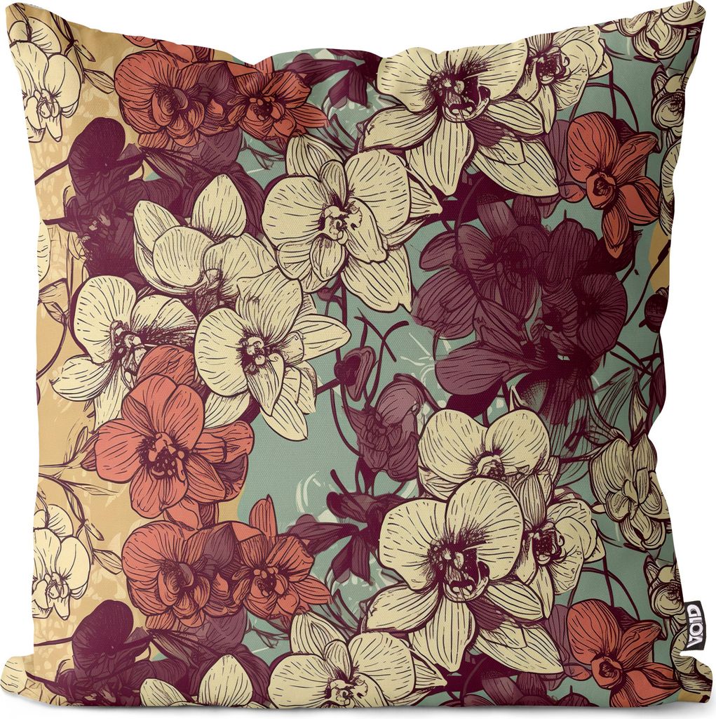VOID Elegante Orchideen Blumen Grafik Kissenbezug Kissenhülle sofa couch wohnzimmer dekoration wasserfest Outdoor Garten Kissen bezug deko