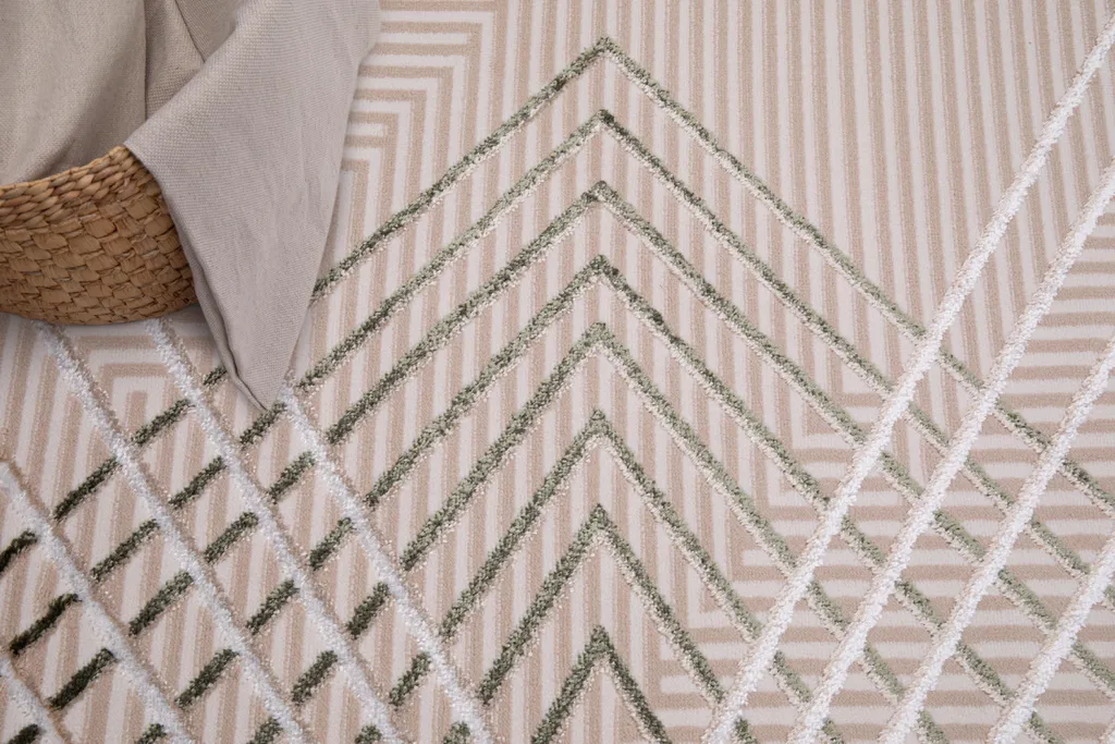 Tapis Crystal Moderne Vert Clair et Beige pour Salon de 80 x 150 cm - 3