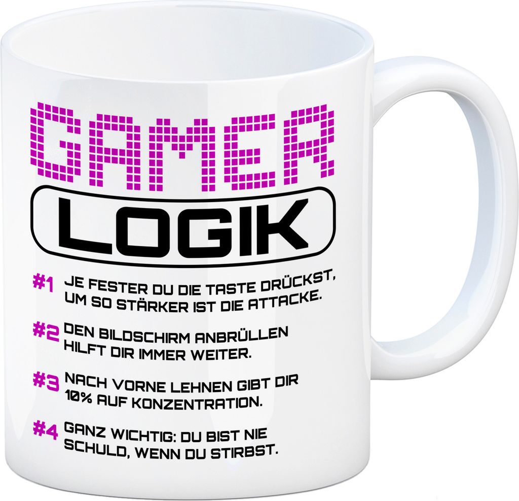 Gamer Logik Kaffeebecher in lila Produktbild 