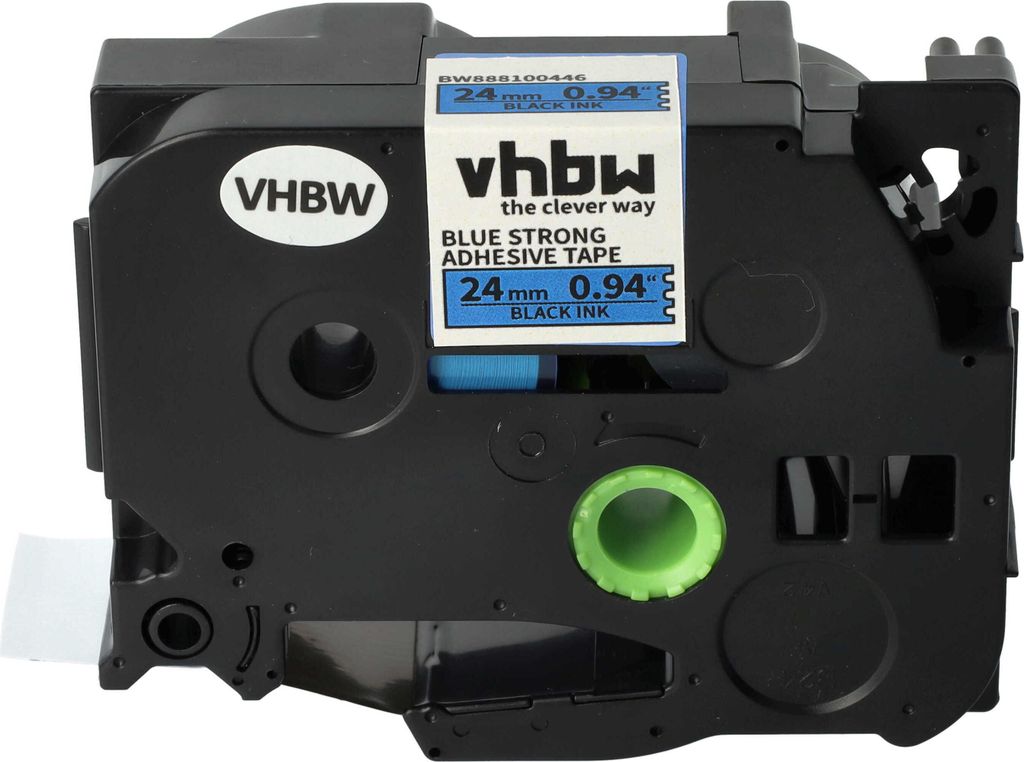 vhbw Schriftband-Kassette kompatibel mit Brother PT 2400, 2200, 2210, 2300, 2310 Etiketten-Drucker 8m x 24mm Schwarz auf Blau, Extra Stark, Laminiert