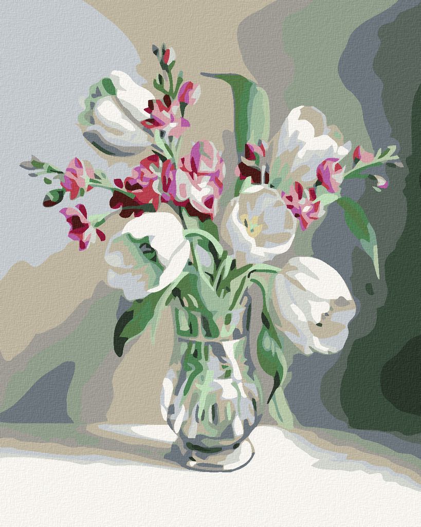 Diamondi - Diamond painting - WEIßE TULPEN, 40X50 cm, ohne Keilrahmen