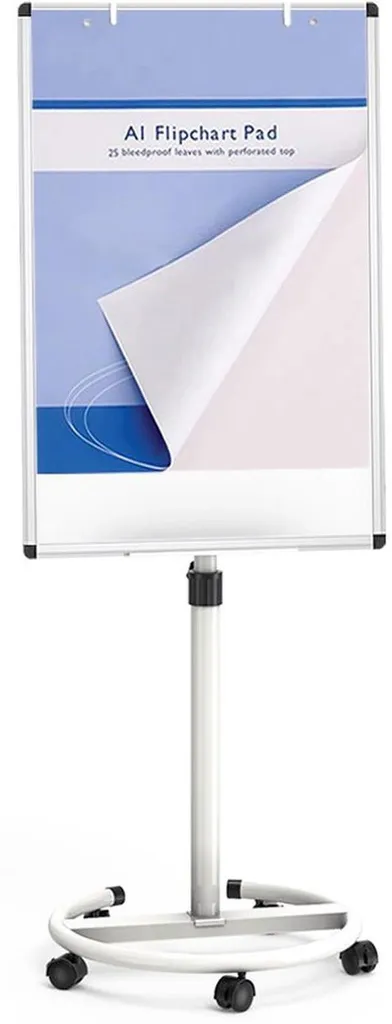 Tableau Blanc Magnétique à Roulettes Verrouillables et Hauteur Réglable