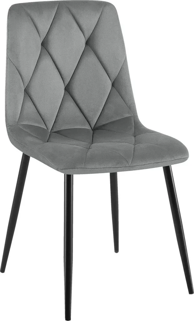 Sedia da pranzo, sedia in velluto - Elevato comfort di seduta - Struttura in metallo nero | Colore: grigio scuro