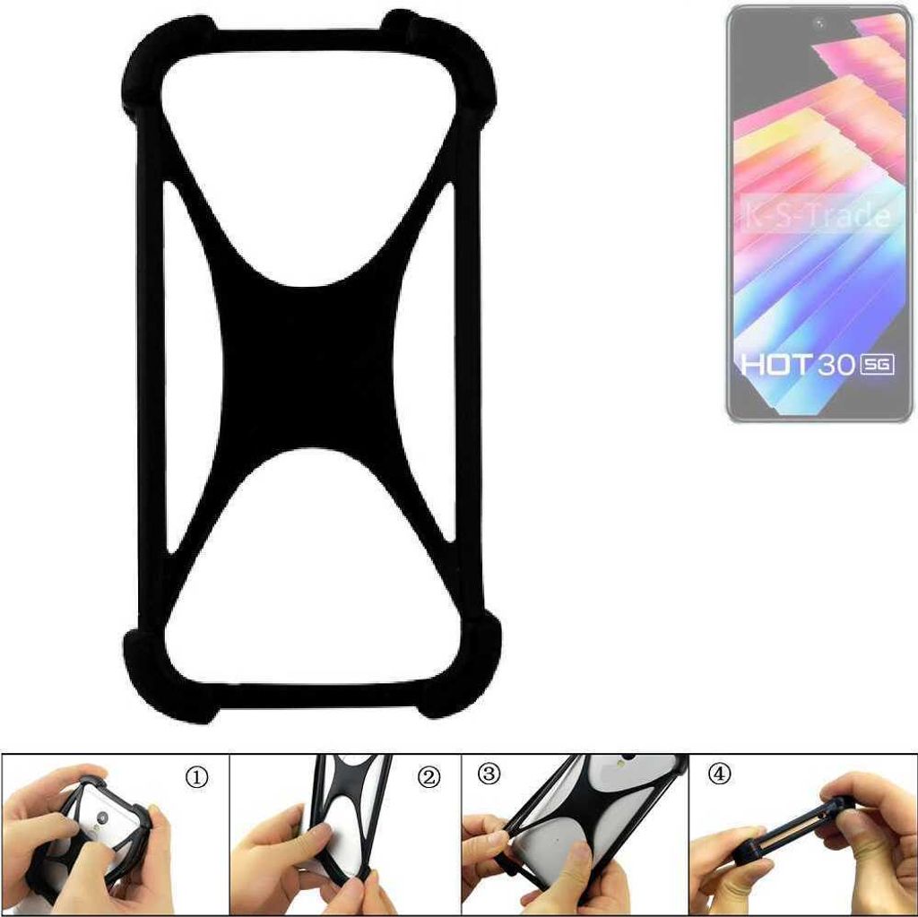 K-S-Trade Handy-Hülle Schutz-Hülle kompatibel mit Infinix Hot 30 5g Silikon Bumper TPU Softcase Smartphone Stoßschutz, schwarz