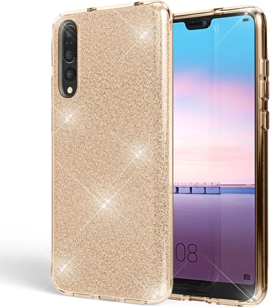 NALIA Cover Huawei P20 Pro Glitter Oro - Protezione Sicura e Morbida