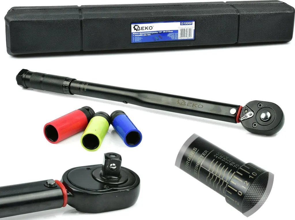 GEKO Chiave dinamometrica 1/2", 28-210Nm con bussole 17, 19, 21mm G10068