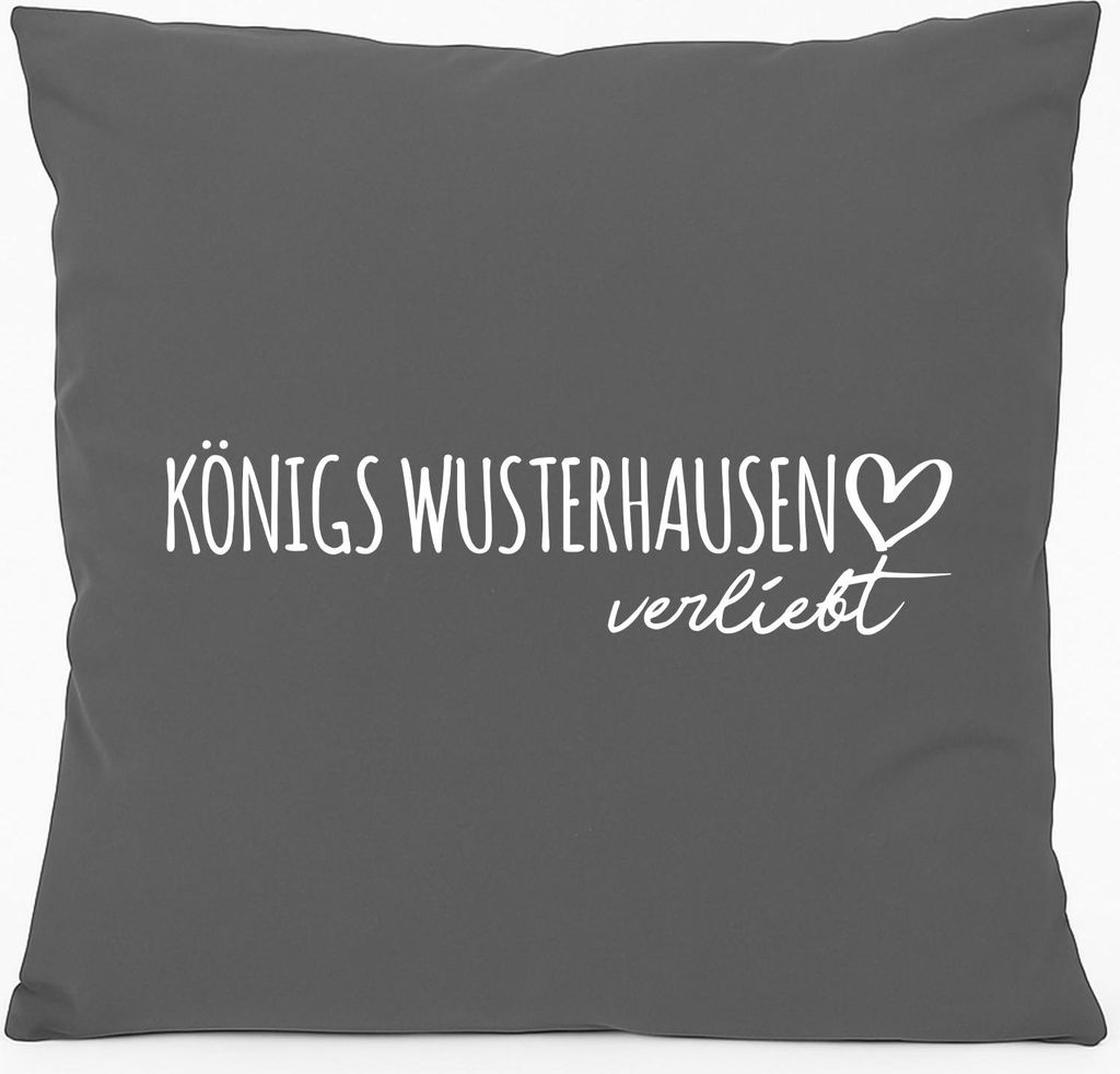 Huuraa Kissen Königs Wusterhausen verliebt 40x40cm mit Füllung Steel Grey Baumwolle Dekokissen Geschenkidee