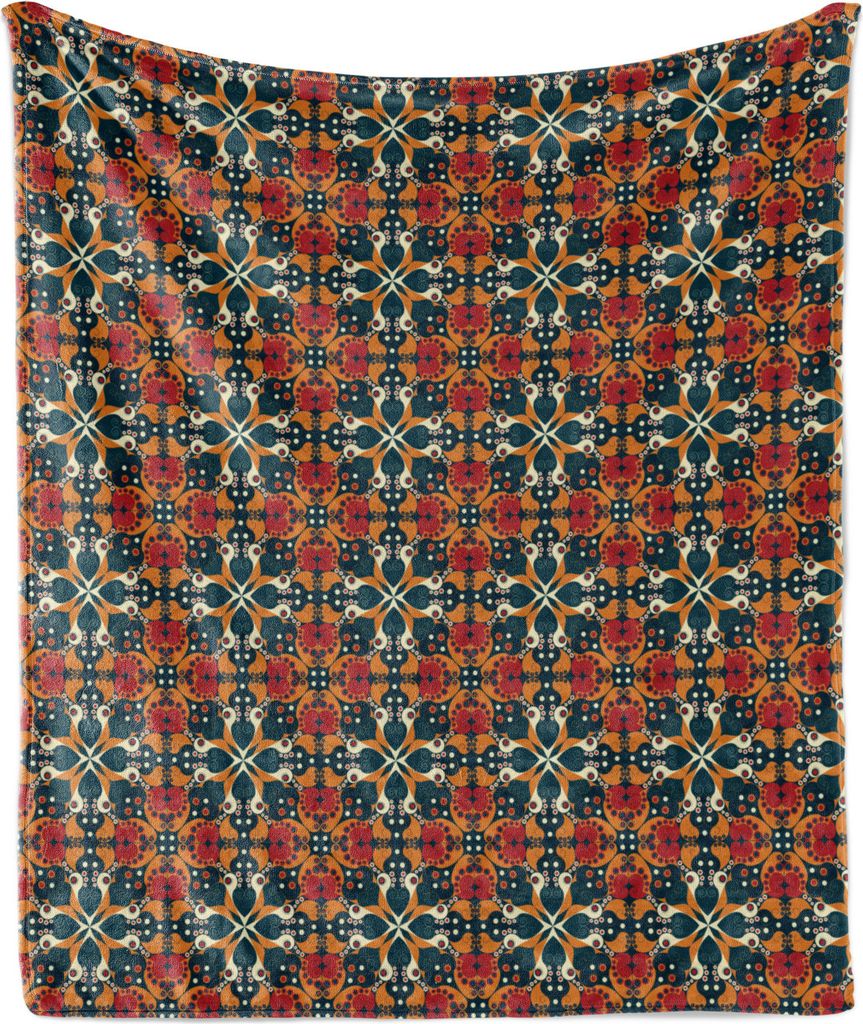ABAKUHAUS Abstrakt Weich Flanell Fleece Decke, Formen wirbelt Inspiriert von Osten Feels, 175 x 230 cm, Dunkle Teal Vermilion
