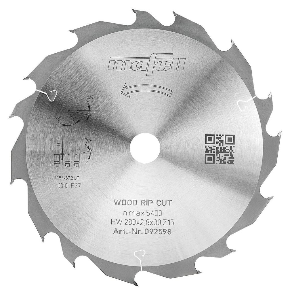 Mafell Sägeblatt KSB-WL 280 GT HW, 280 x 2,8 x 30 mm, Z15-5, WZ/FZ | 092598