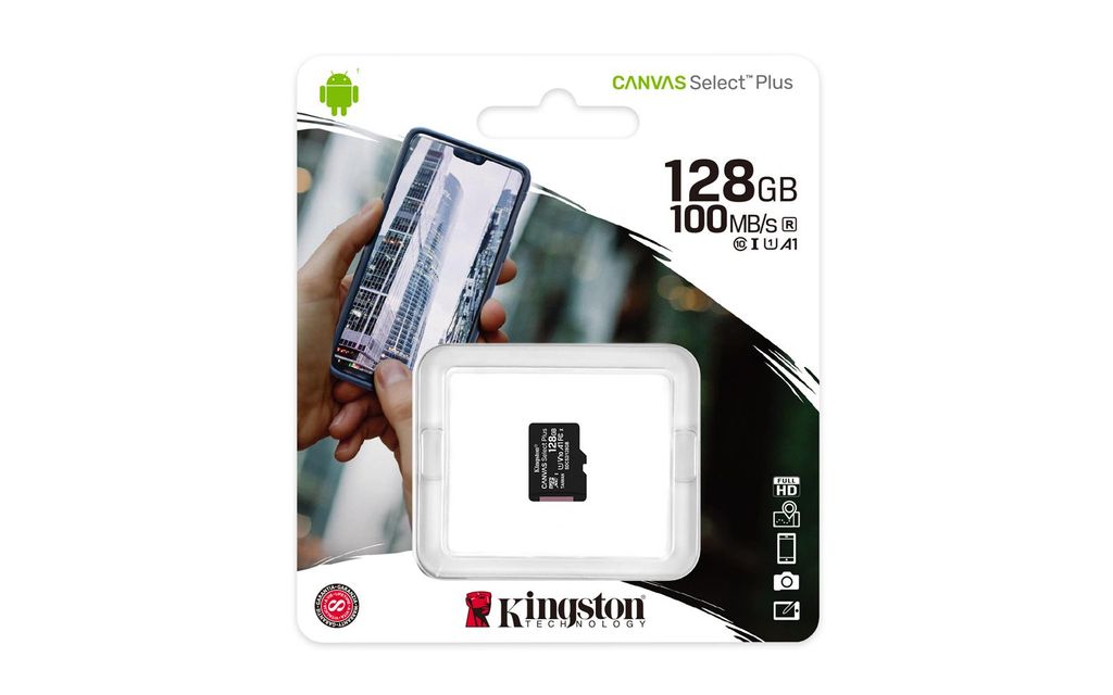 SD MicroSD Card 128GB Kingston SDXC Canvas+ (Class10) o.Ad retail
